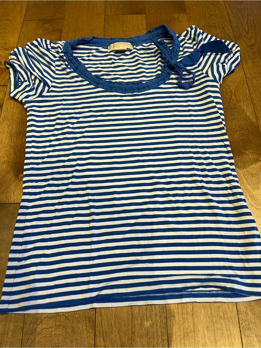 Michael Kors Blue and White Striped Blouse